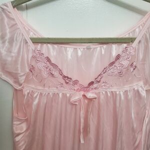Blush Satin Chemise with Lace Accents
